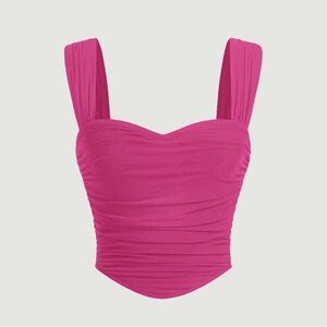 Pink Rouched Going Out Tank Top